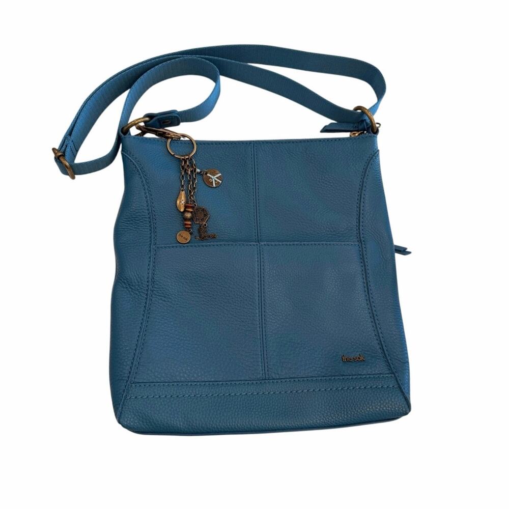 NWOT The Sak Lucia Leather Crossbody Bag Deep Teal Blue Boho Purse Charm New